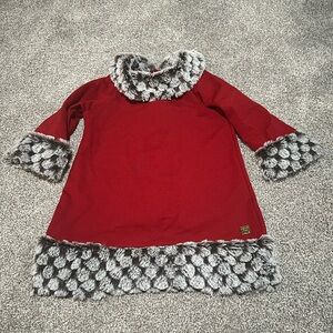 Deux par deux red faux fur toddler christmas dress size 3